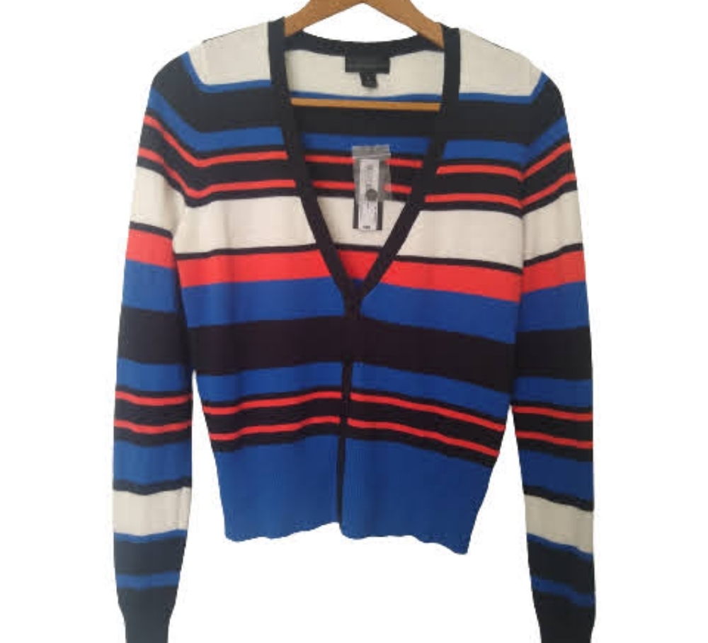 Worthington Women's Cardigan Sweater Monaco Stripes NWT Size Small